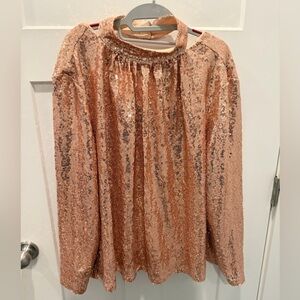 ELOQUII Rose Gold Sequin Top NWT Women’s Size 18 Party Blouse